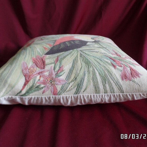 Tapestry Toucan Pillow 15x15 Luxury Down/Feathers Clean - Picture 7 of 7